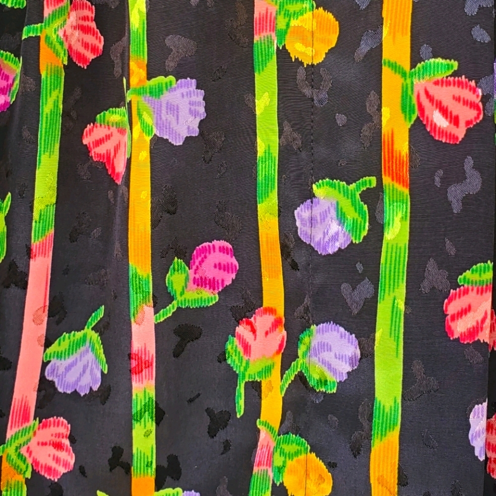 Vintage Bright Floral Striped Blouse
